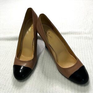 Kate Spade Tan and Black Wedge Heels